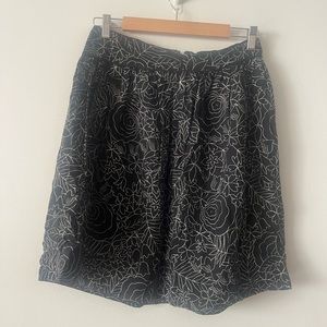 Black and white floral skirt